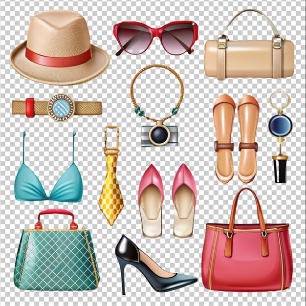 Accessori di moda isolati su uno sfondo trasparente