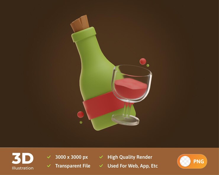 PSD acción de gracias objeto vino 3d ilustración
