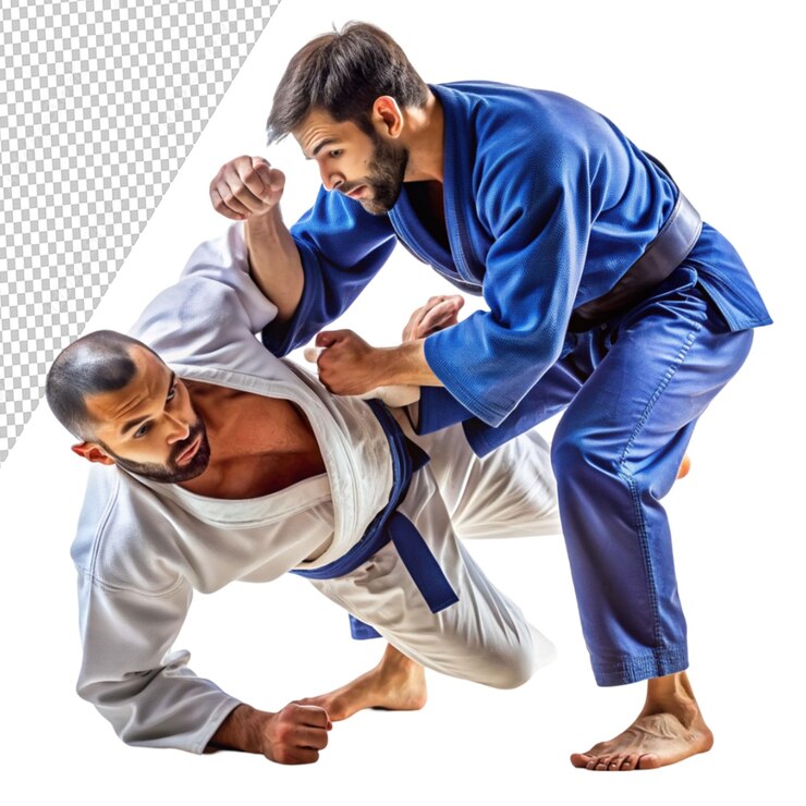 PSD acción de jiu jitsu brasileño en un fondo transparente