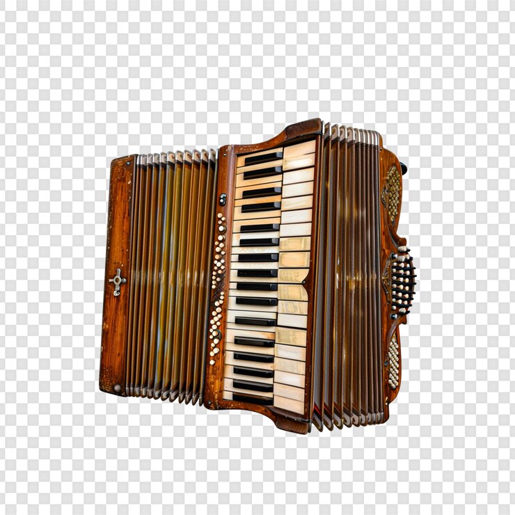PSD accordeon retro isolato su sfondo trasparente