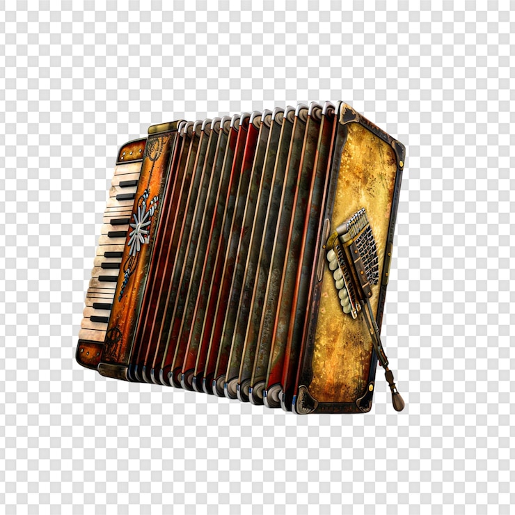 PSD accordeon retro isolato su sfondo trasparente