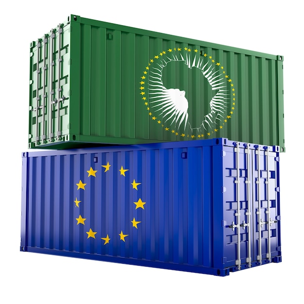 Accordi commerciali tra l'Unione africana e l'UE rendering 3D isolato su uno sfondo trasparente