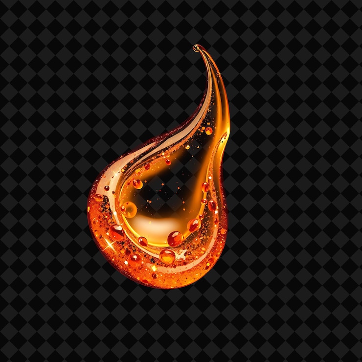PSD aceite de canela mezclado con brillos de ópalo de fuego que dan como resultado un efecto de objeto fluido png brillante