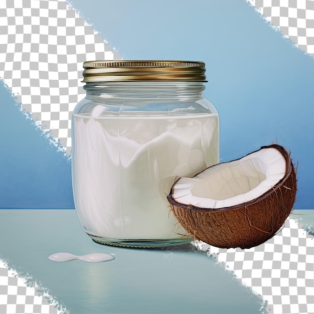 PSD aceite de coco mostrado sobre fondo transparente