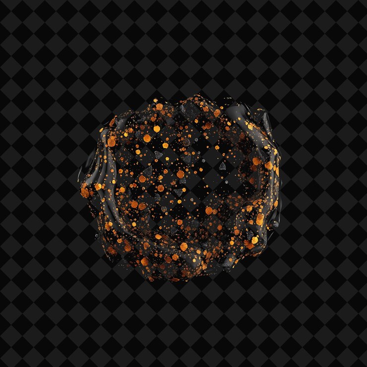 PSD el aceite de incienso infundido con brillos de obsidiana que emite un efecto fluido png brillante y misterioso