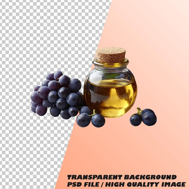Aceite de semilla de uva sobre un fondo transparente