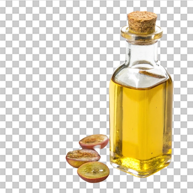 Aceite de semillas de uva aislado sobre un fondo transparente
