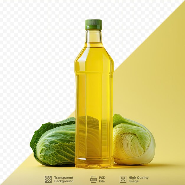 PSD aceite vegetal en recipiente de plástico fondo transparente