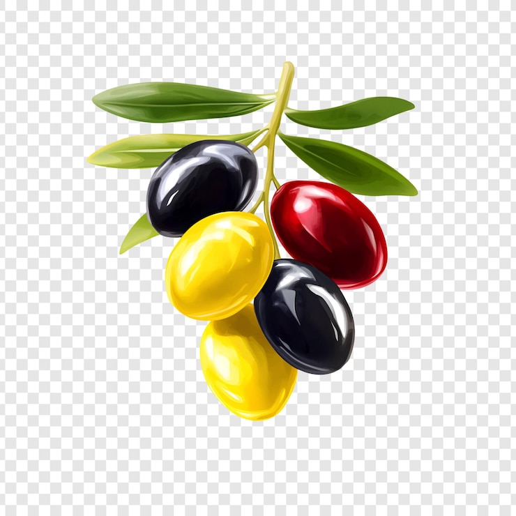 PSD aceitunas aisladas en transparente