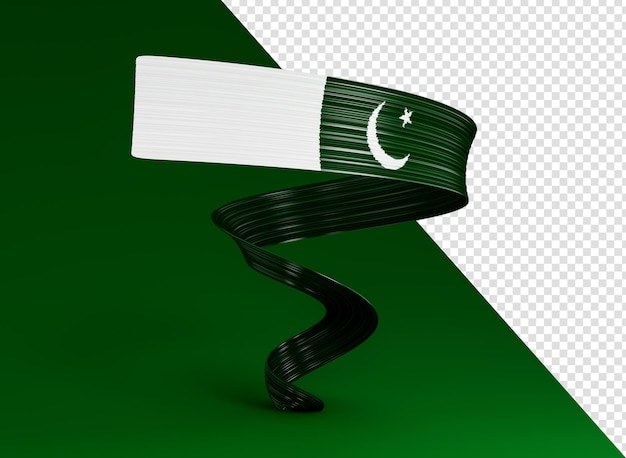 Acenando a fita ou banner com a bandeira da ilustração 3d do dia da independência do Paquistão