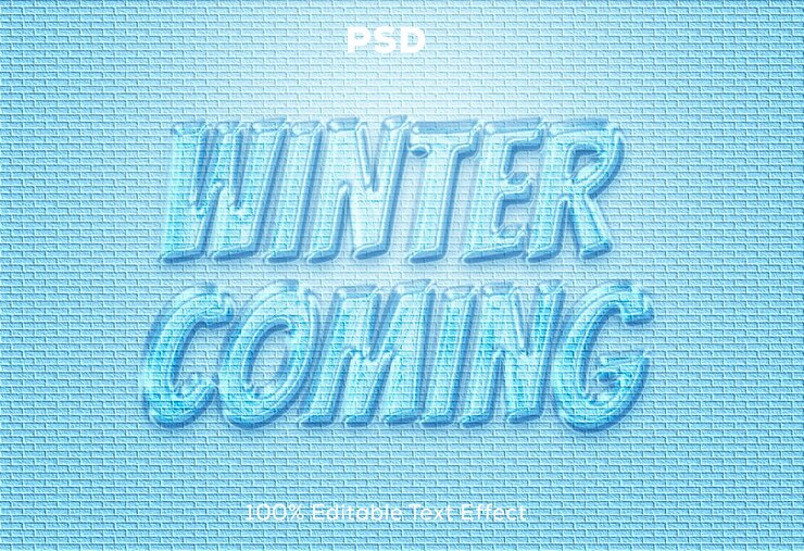 PSD se acerca el invierno efecto de texto 3d