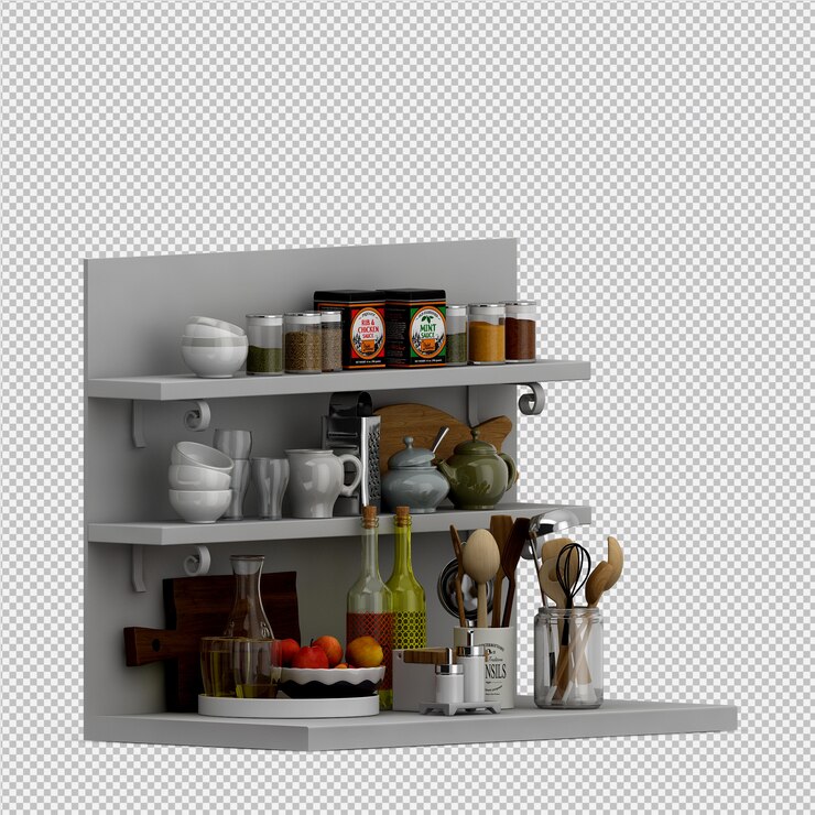 PSD acessórios de cozinha isométrica 3d render