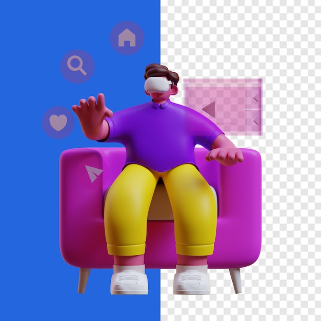 acheteur dans l'illustration 3d du métaverse