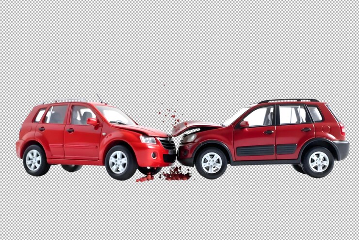 PSD acidente de carro com fundo branco