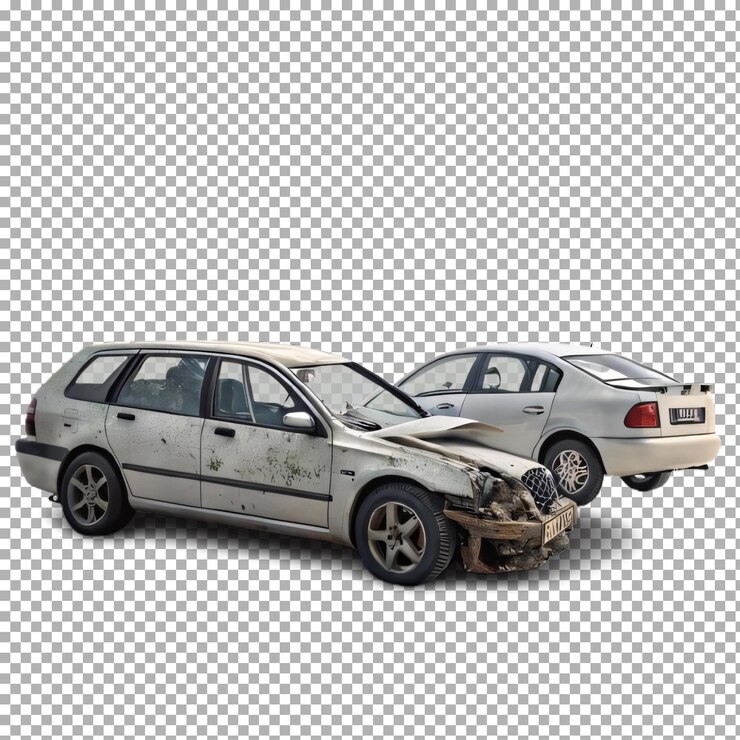 PSD acidente de carro em 3d com fundo transparente