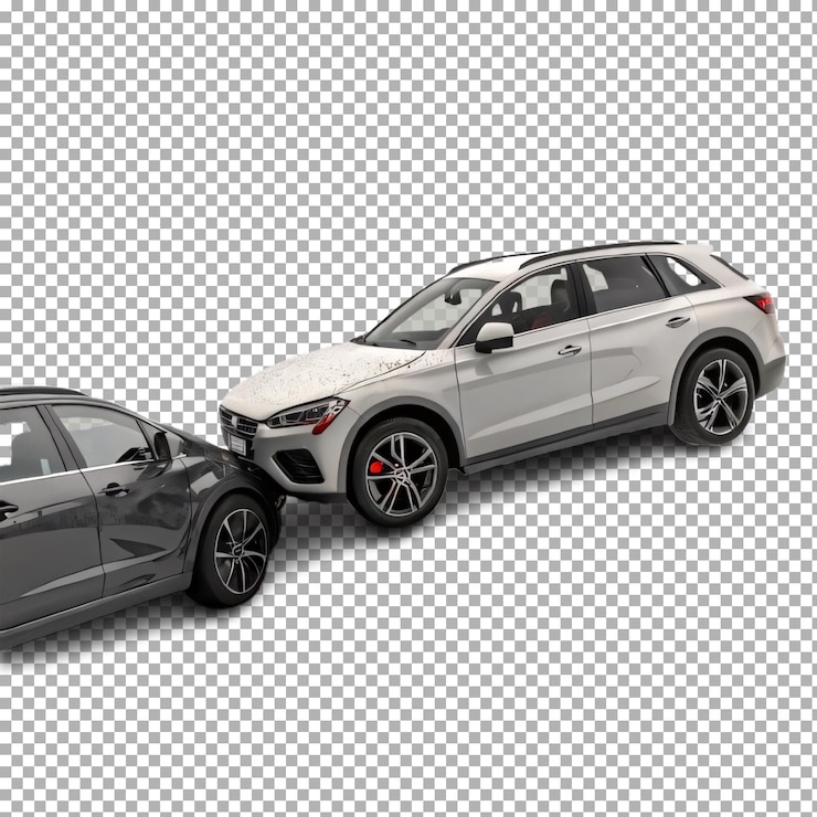 PSD acidente de carro em 3d com fundo transparente