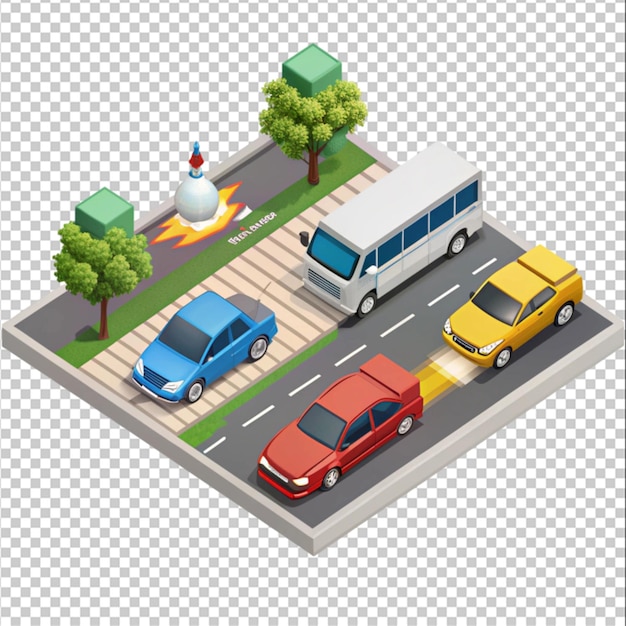 Acidente rodoviário Isométrico Isolado em fundo branco Ilustração vetorial