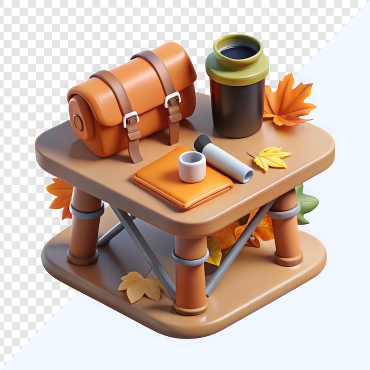 PSD acogedor espacio de trabajo de otoño con cuaderno de taza de café de bolsa marrón y hojas de colores
