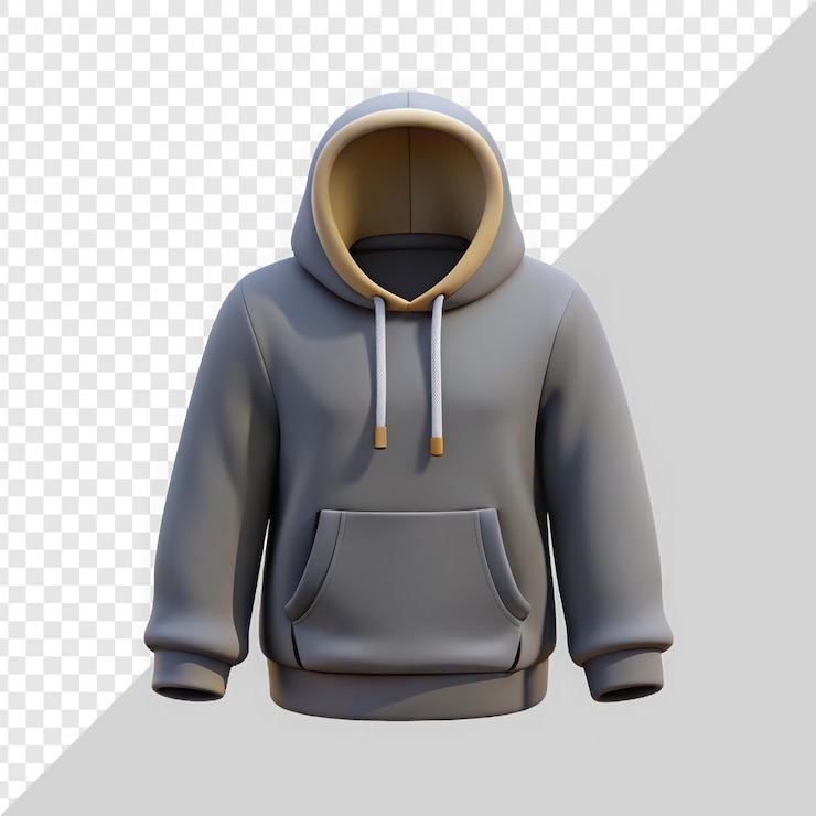 PSD acogedora sudadera gris casual con forro interior de contraste para comodidad y estilo