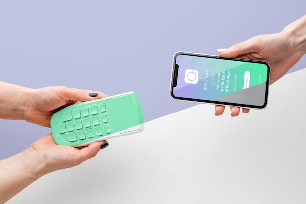 PSD acordo com maquete de aplicativo de pagamento de smartphone