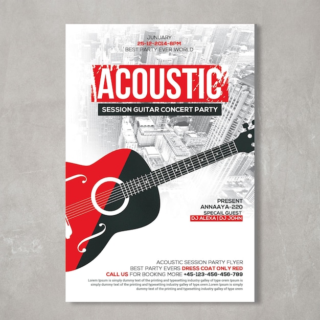 Acoustic Session Gitarre Konzert Party Flyer