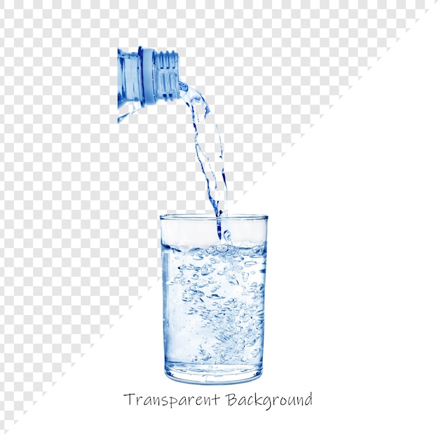 Acqua versata in un bicchiere