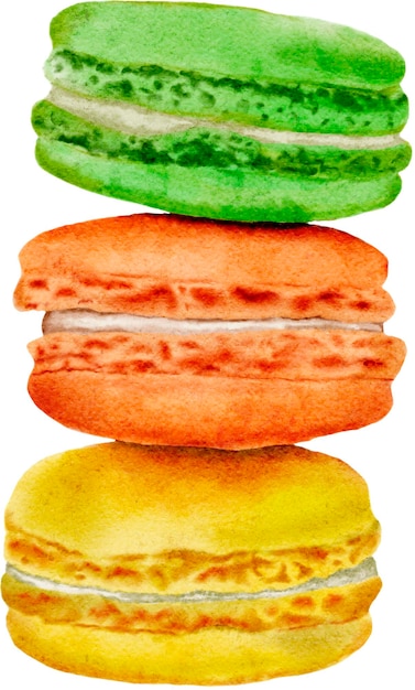 Acquarello panetteria macaron torta caffetteria deliziose prelibatezze