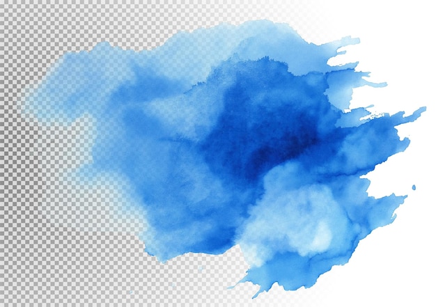 Acquerello blu su sfondo trasparente