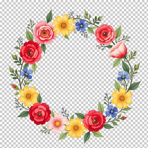 Acquerello cornice floreale illustrazione di fiori isolata su sfondo trasparente