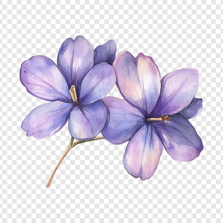 PSD acquerello di due fiori viola