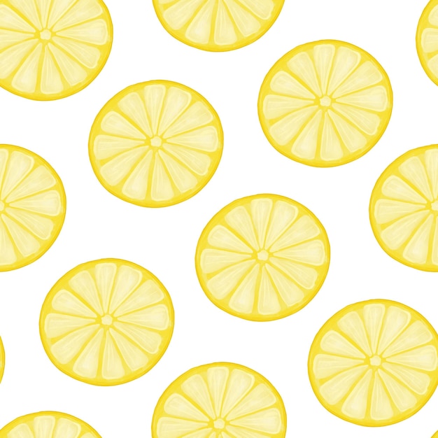 Acquerello di limone a fette rotonde a disegno senza cuciture stampa minimalista estiva soleggiata disegnata a mano