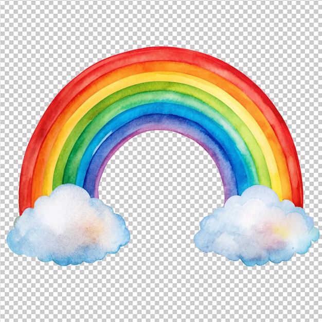 acquerello di un arcobaleno con nuvole