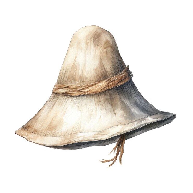 PSD acquerello di un cappello a forma di campana con una corda