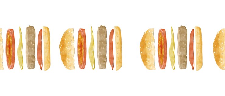 PSD acquerello disegno senza cuciture burger disegnato a mano illustrazione illustrazione clipart per la progettazione del menu