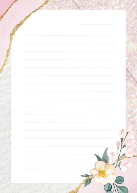 Acquerello floreale rosa Confine della pagina 1