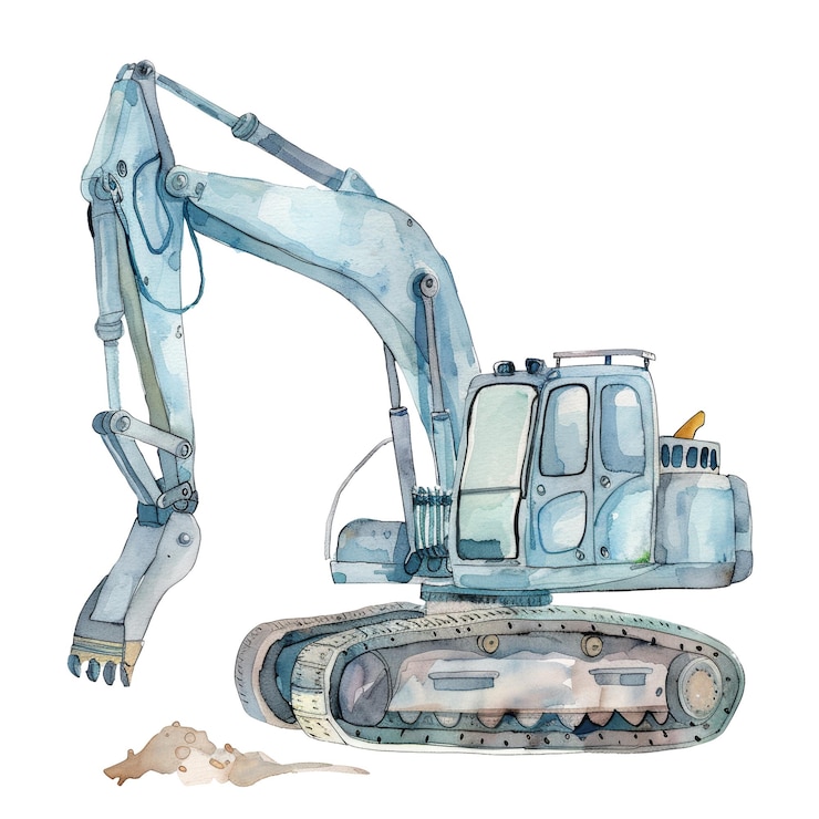 PSD acquerello illustrazione di escavatore attrezzatura industriale di costruzione arte