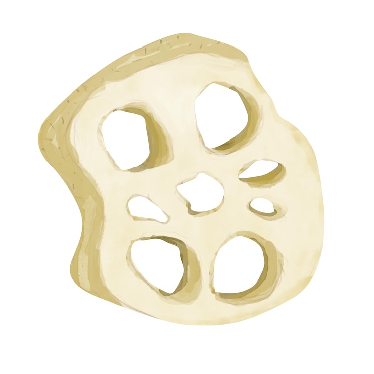 PSD acquerello texturato lotus root cut piece vibrant texturato illustrazione per stampa web e tessile