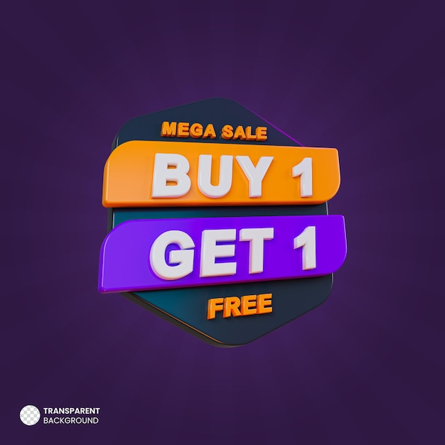 Acquista uno e ottieni uno vendita banner promozionale 3d