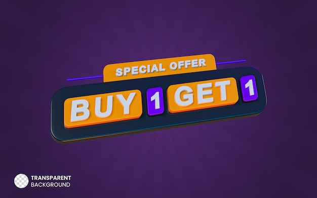 Acquista uno e ottieni uno vendita banner promozionale 3d