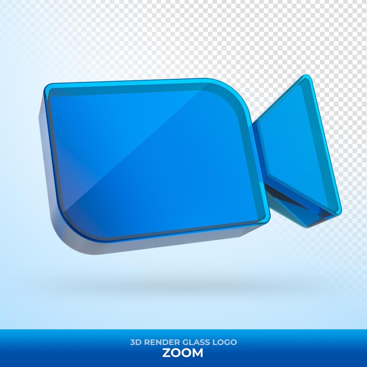 PSD acrílico de vidrio con logo zoom con render 3d transparente