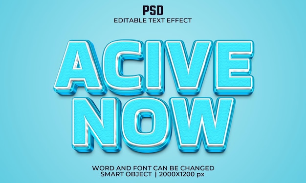 Actif Maintenant Effet De Texte Modifiable 3d Psd Premium Avec Arrière-plan