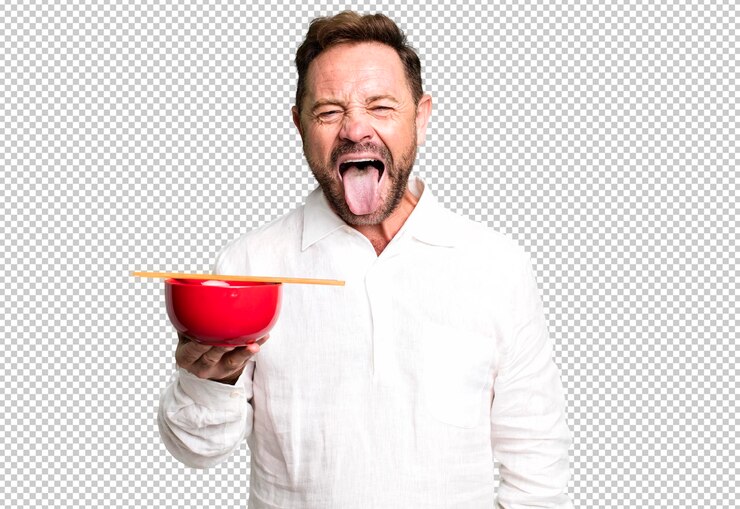 PSD con actitud alegre y rebelde bromeando y sacando la lengua