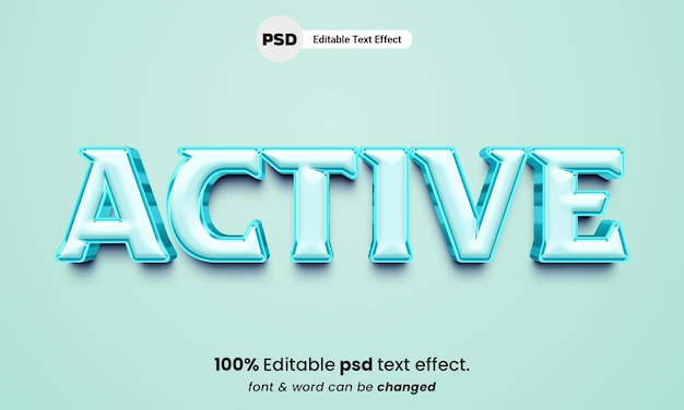 Active 3d text effect editable psd text effect