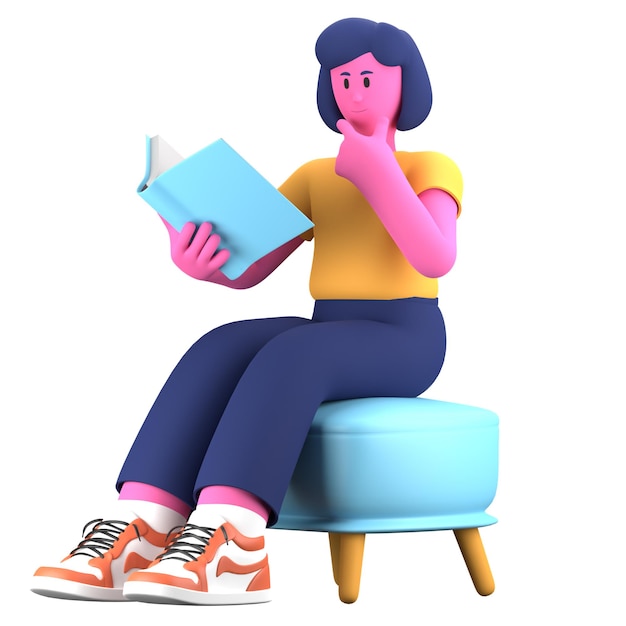 Actividade de leitura de livros para meninas Pose criativa