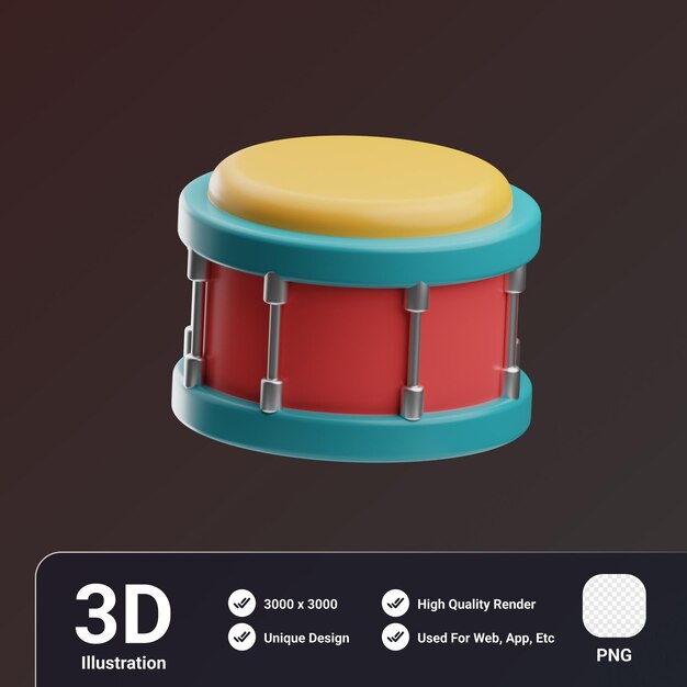 Actividades culturales ilustración en 3d del objeto snare drum