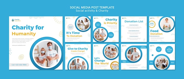 PSD activités caritatives instagram posts