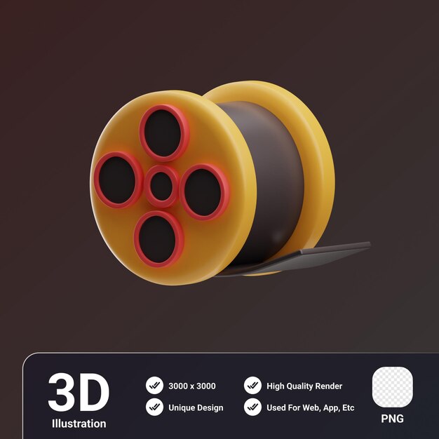 PSD activités culturelles objet rouleau de film illustration en 3d