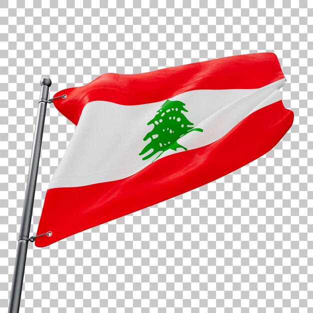 Activo 3D realista de la bandera del Líbano con fondo transparente