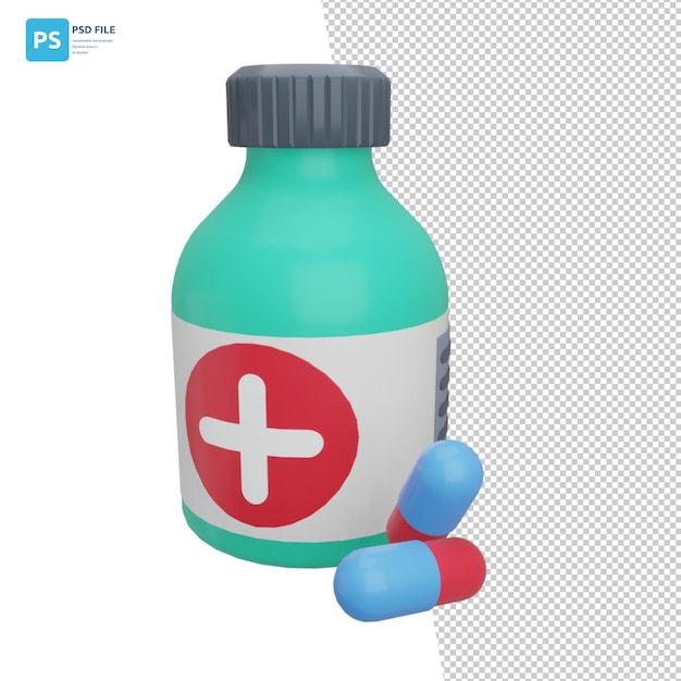 Activos de diseño de ilustración 3d de medicamentos y píldoras