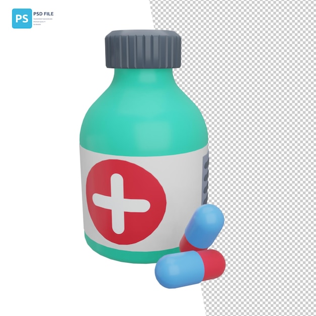 Activos de diseño de ilustración 3D de medicamentos y píldoras